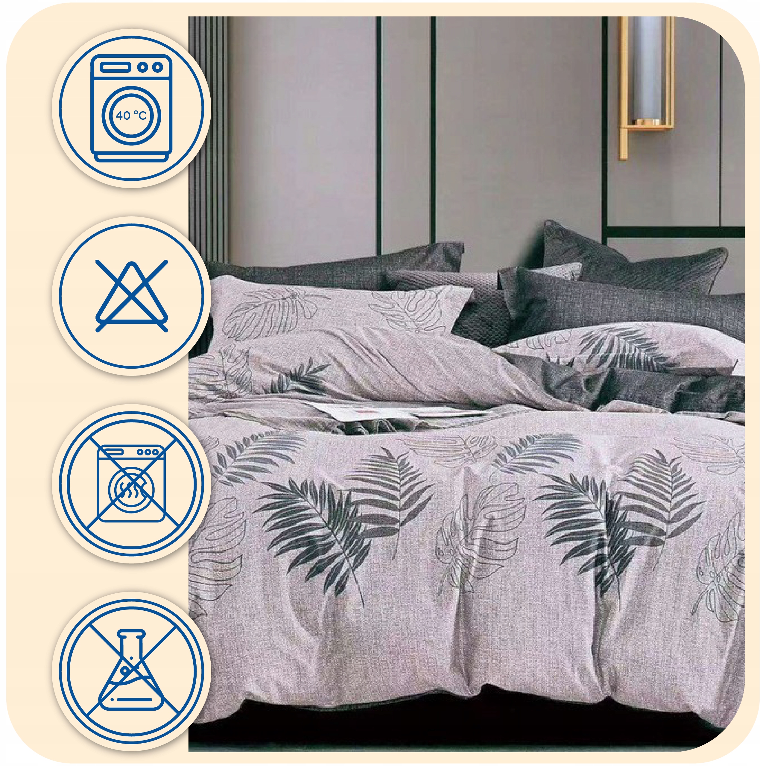 Komplet Pościeli Dwustronnej 160x200 4 części Materiał satyna bawełniana