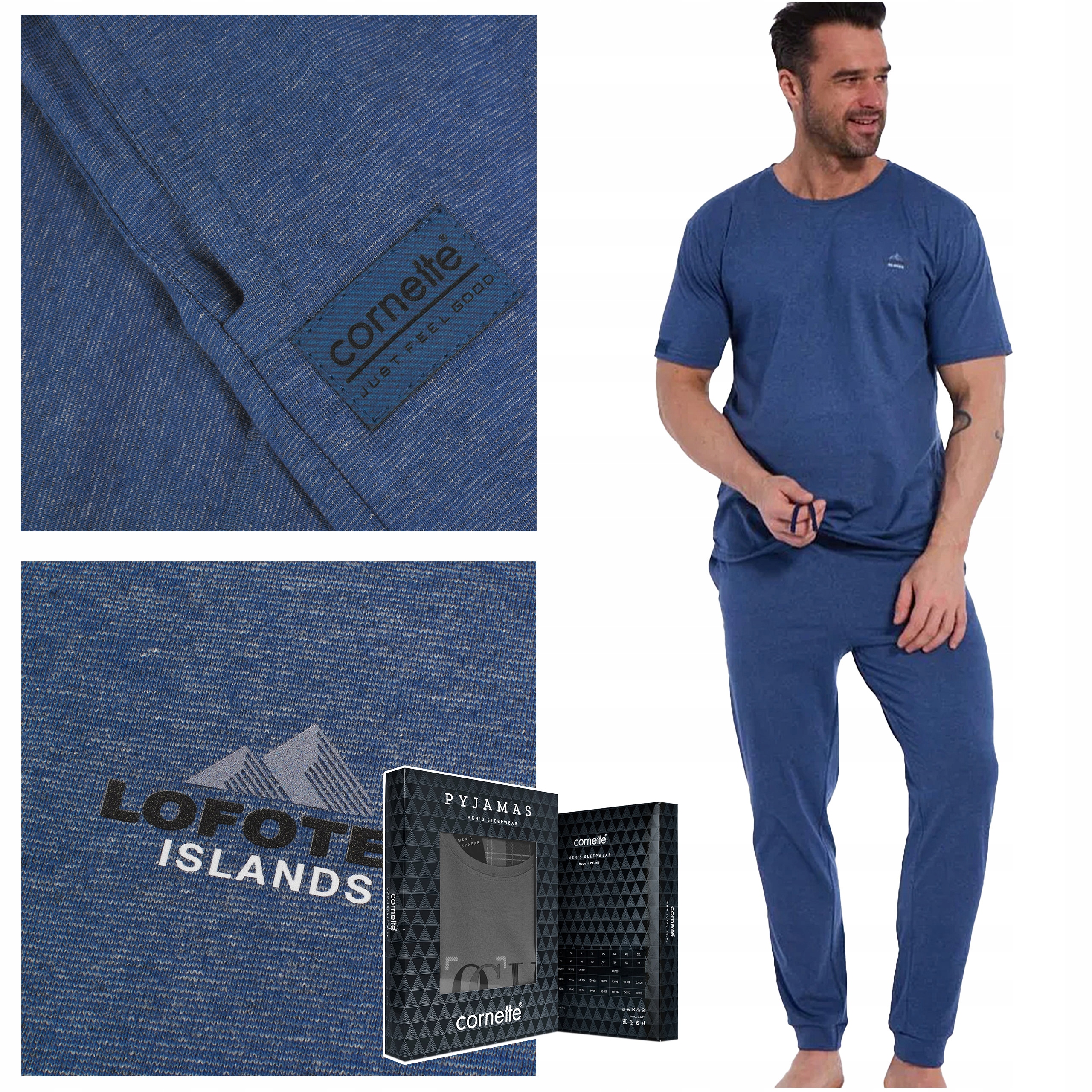 Cornette Pánské pyžamo Lofoten Modrý Dlouhý rukáv Bavlna Velikost M