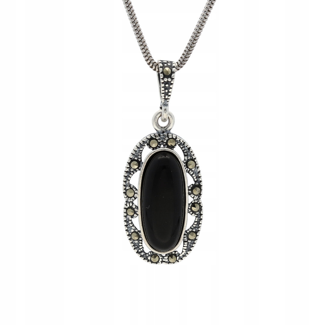 Přívěsek s markýzami a onyxem stříbro