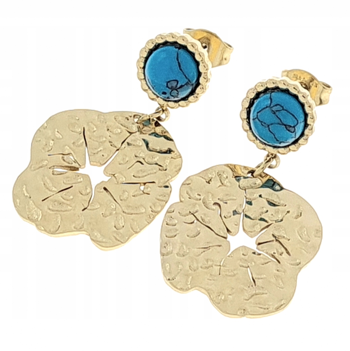 1384a Kolczyki złote stal chirurgiczna wiszące celebrytki