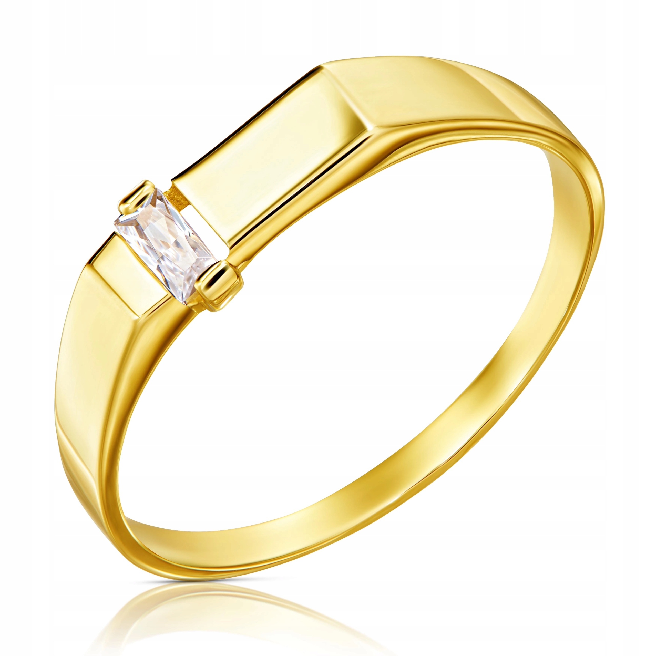 Zlatý Prstýnek 585 Prsten S Kamenem, Jemný, Hladký Vel. 19