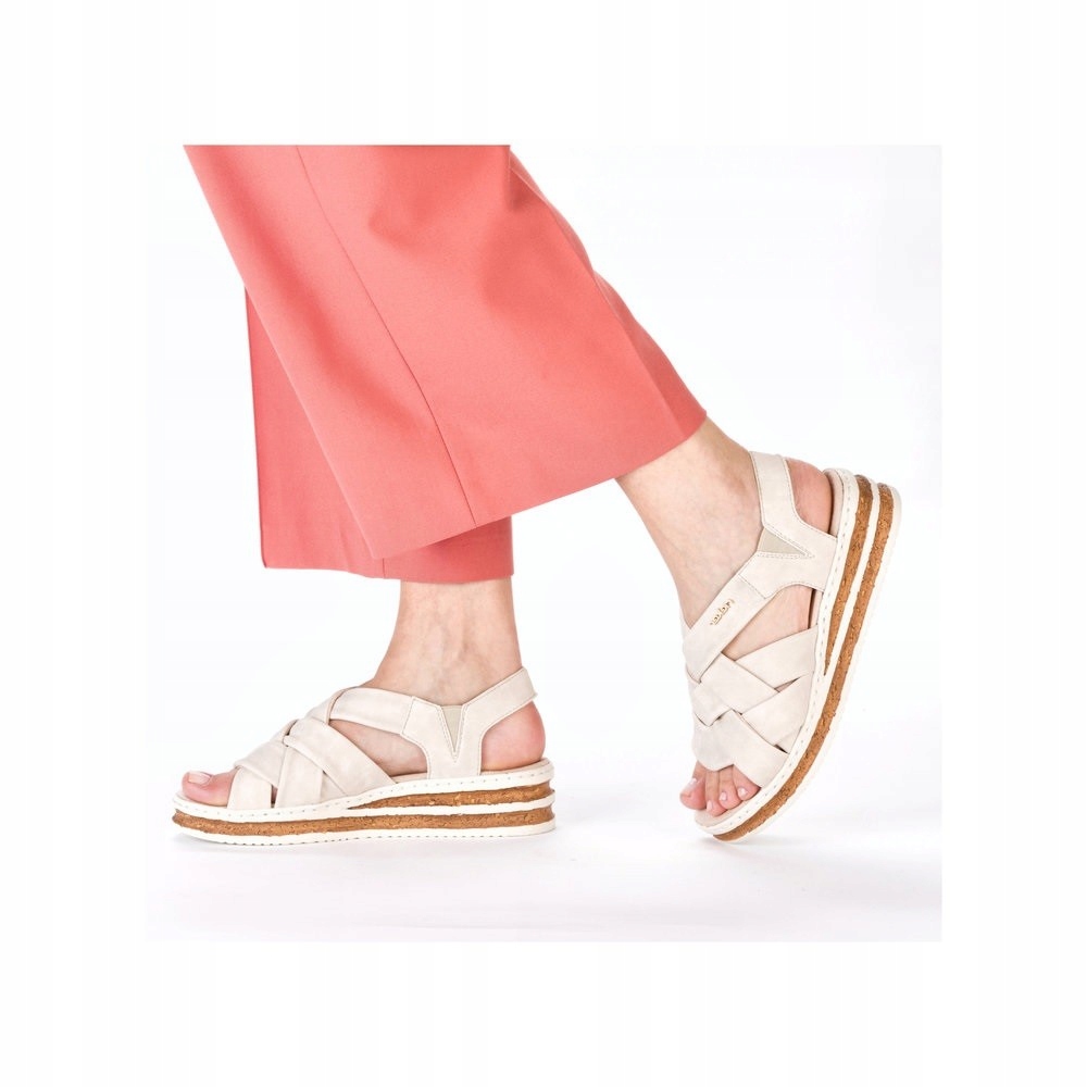 Rieker sandály bezové na nízkém podpatku vel 40