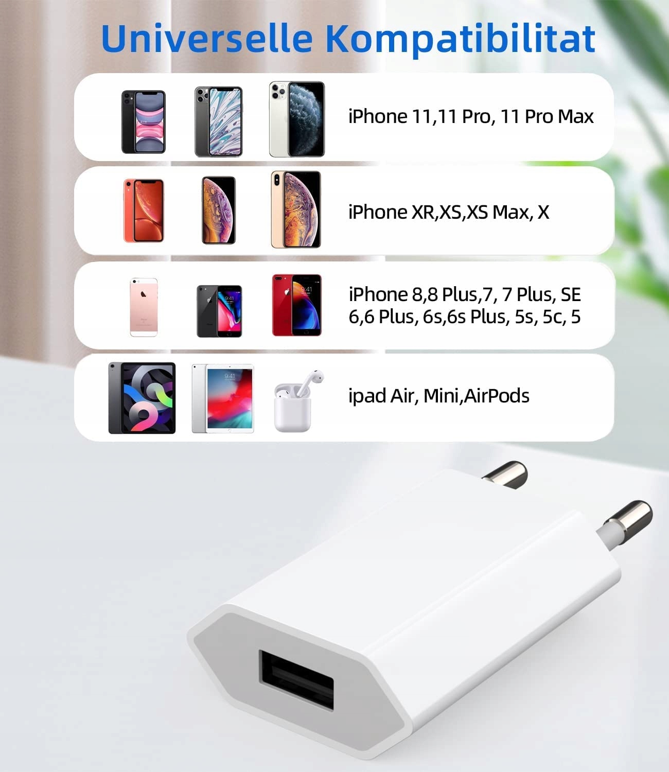 UNIVERSAL ŁADOWARKA USB 2 SZTUKI ADAPTER 5V 1A DO SMARTFONÓW IPHONE — miniatura 6
