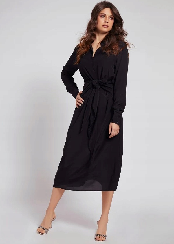 Guess Šaty Černé MIDI Dámské M Vlba