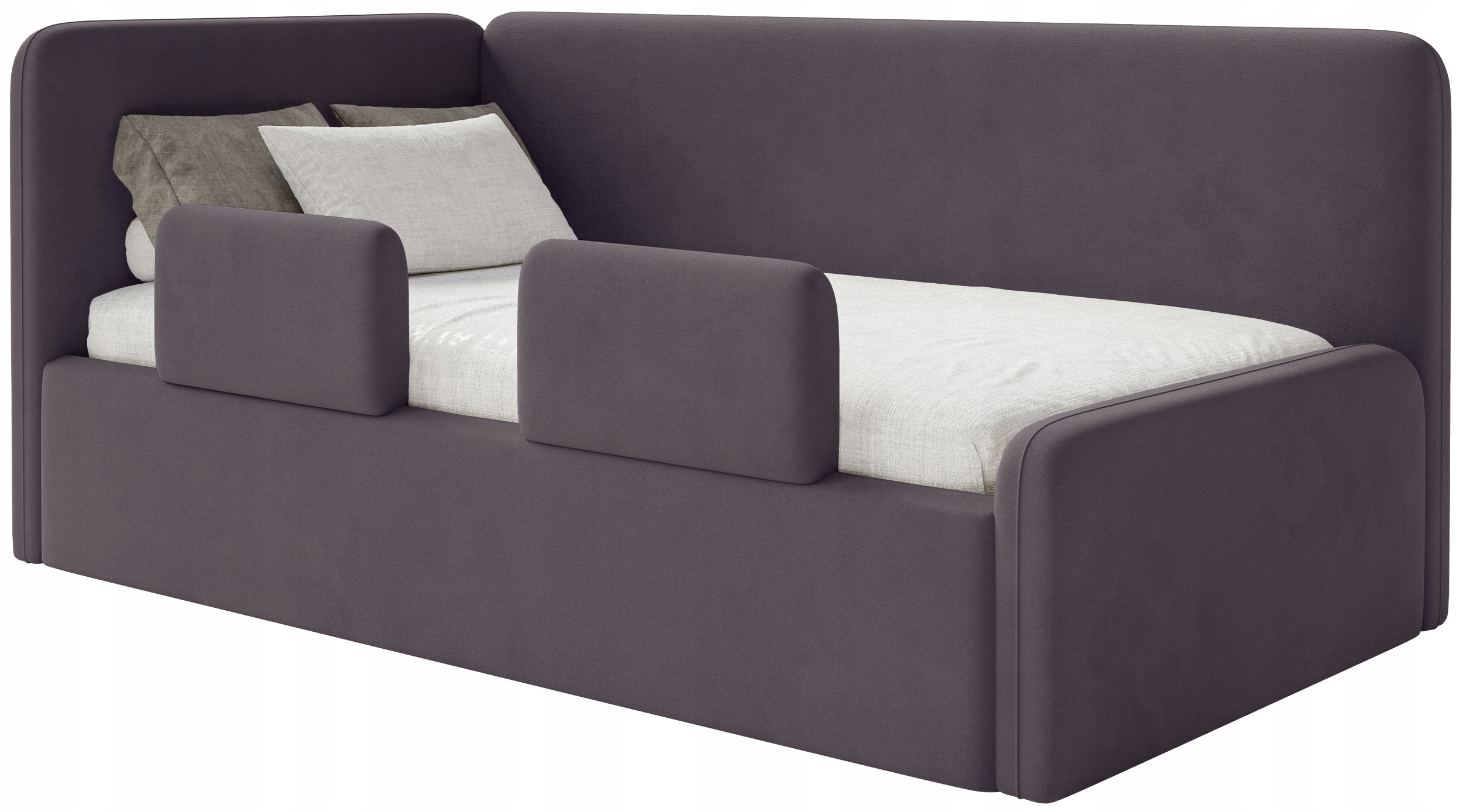 Postel pro mláděž 90x200 cm Fanklo s zábranami fialová sametová levá