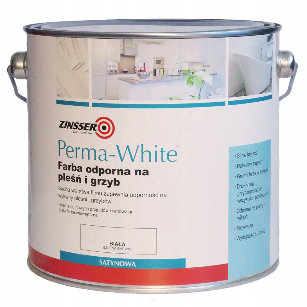 

Farba do łazienki kuchni na pleśń grzyb biała 2,5l