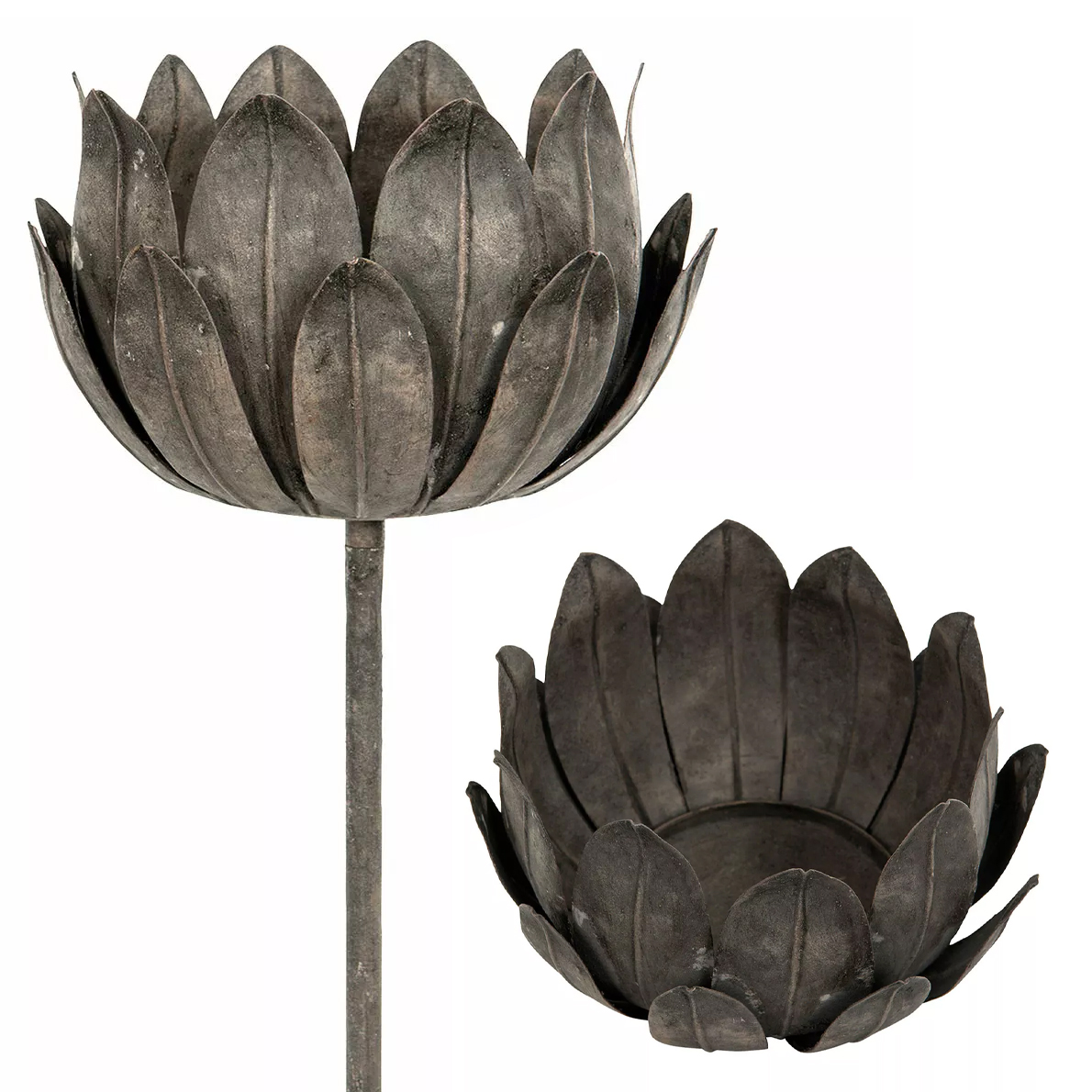 Lampion Zahradní Svícen Květina na zapíchnutí kovový, odolný proti korozi