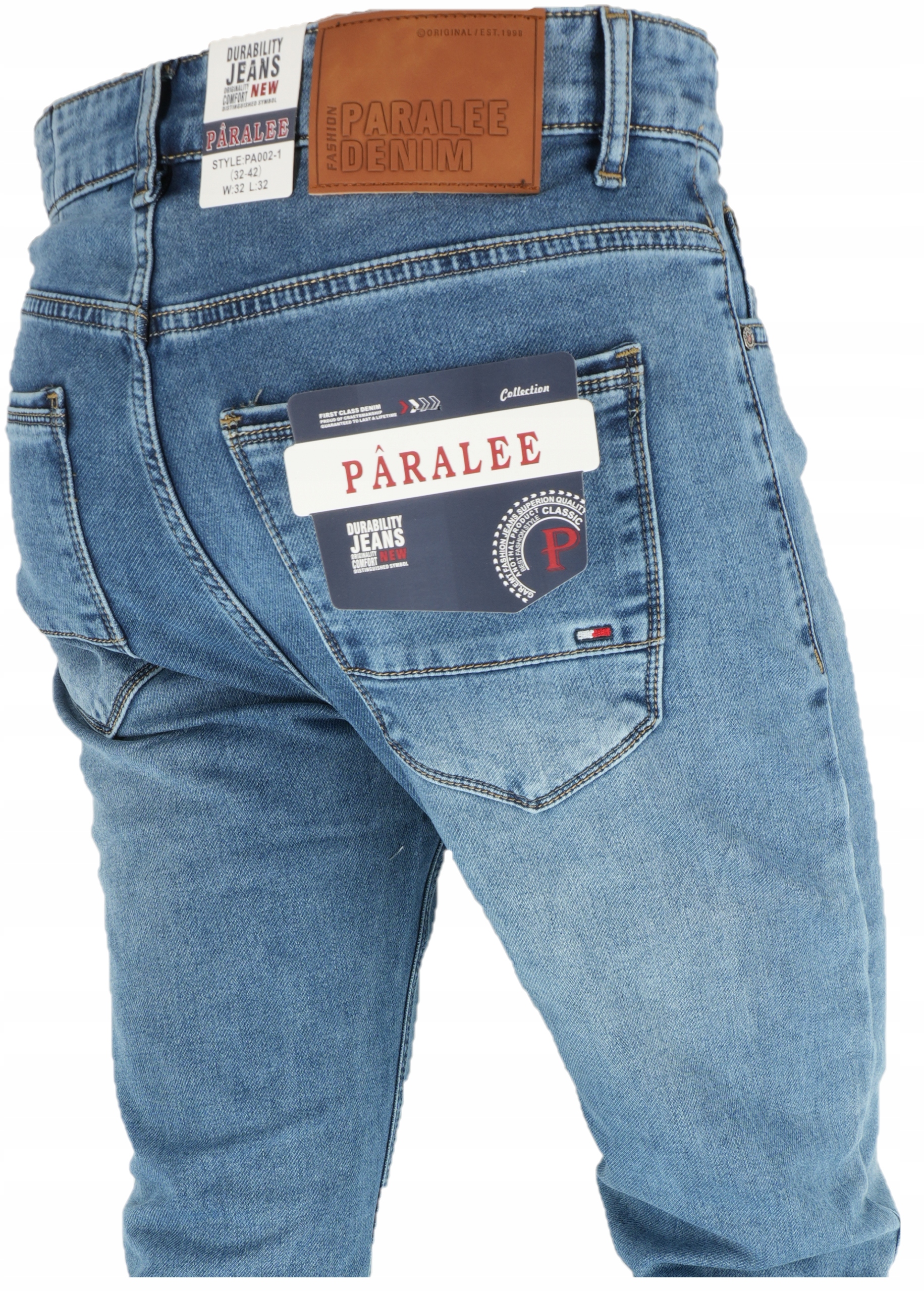 Jeansy Męskie Proste Niebieskie PA002 Spodnie Klasyczne L32 W32