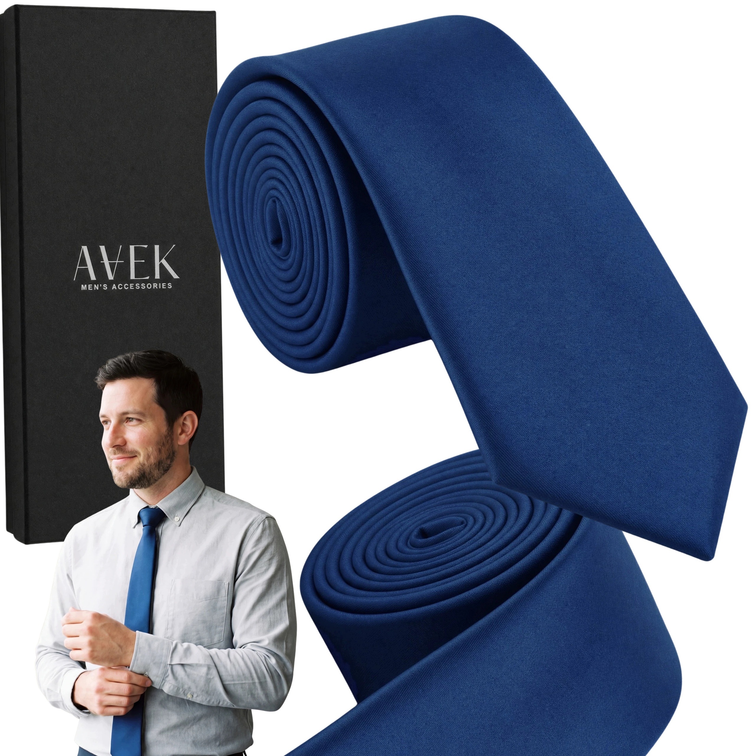 Pánská Hedvábná Kravata Hladká Tmavě Modrá Úzká 6 CM K Obleku Elegantní