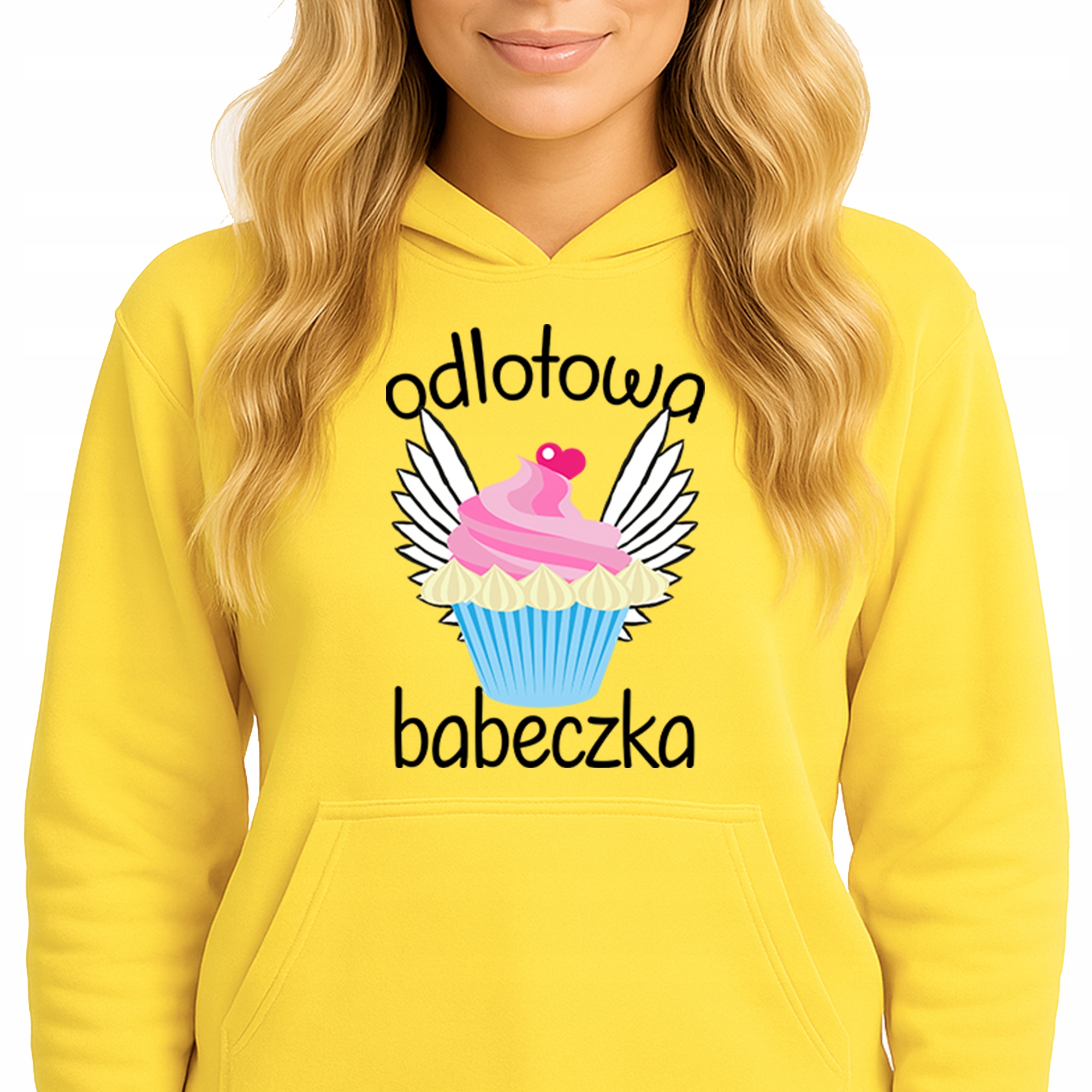 Mikina S Kapucí Žlutá bavlněná mikina s kapucí Módní Youth Odletová bábovka S