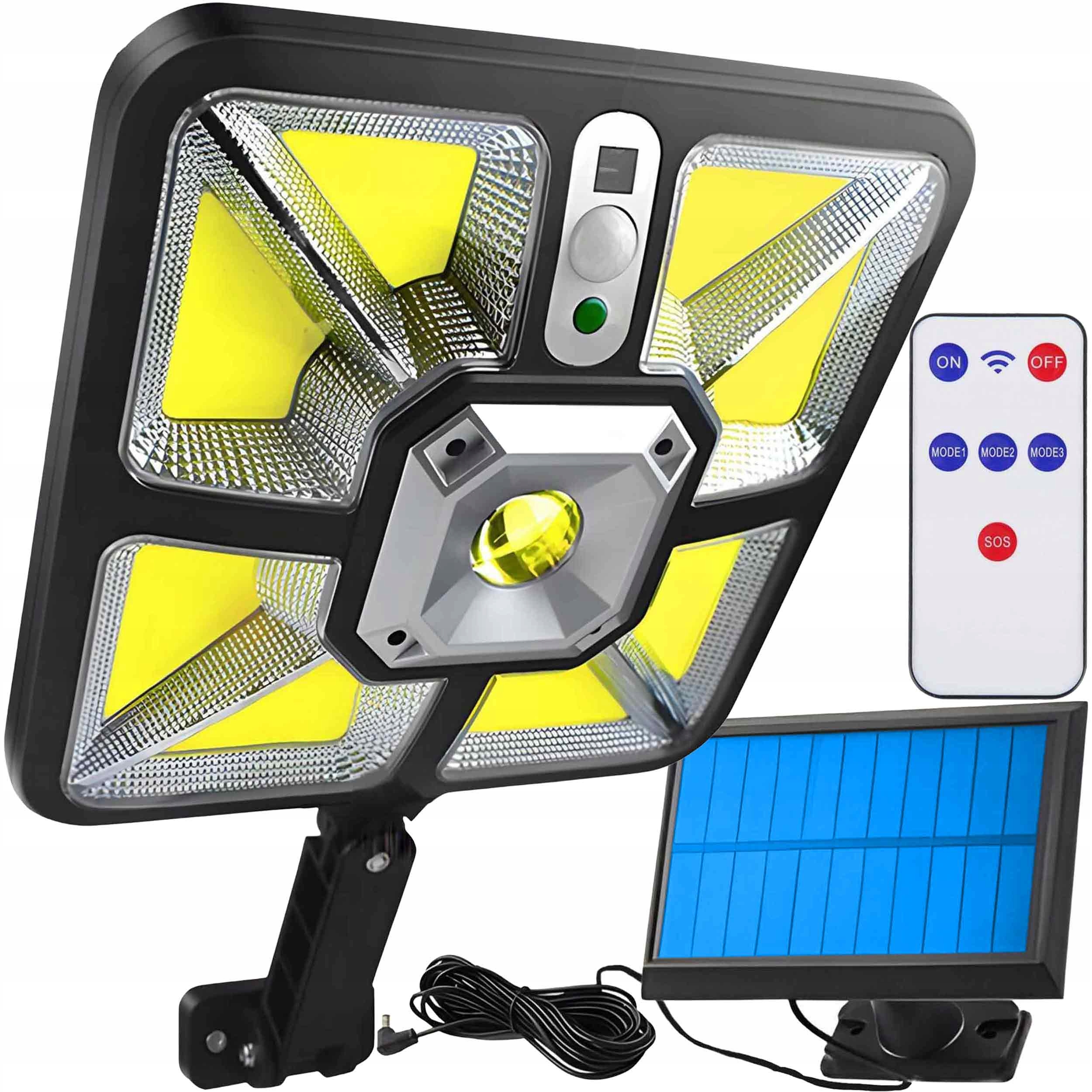 Solární Lampa Pouliční Lampa 235 Led Cob Zahradní Senzor Pohybu Soumraku Ovladač