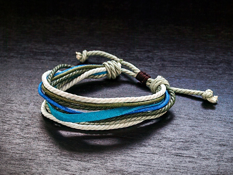 

Modna Bransoletka, Skórzany Rzemień, Sznurek Len