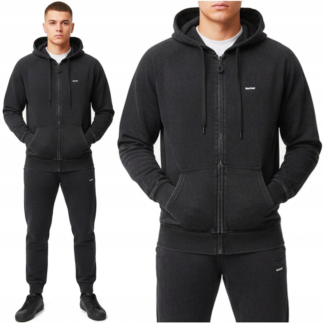 Teplákovka pánský bavlněný Komplet Mikina Kalhoty Hladký černý pas XL