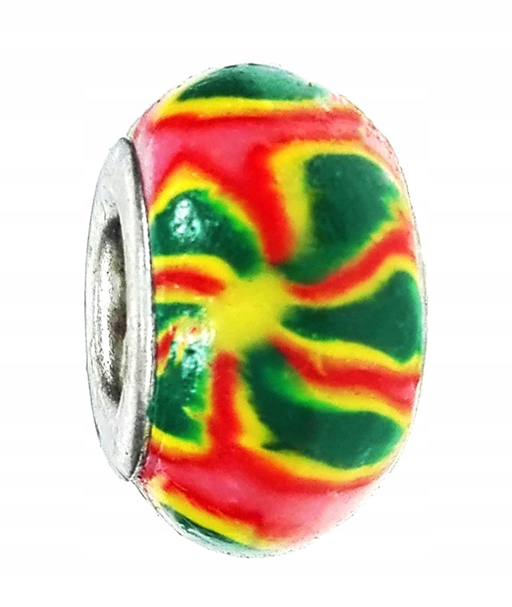 

Zawieszka beads ciemny róż w kwiatowe wzory