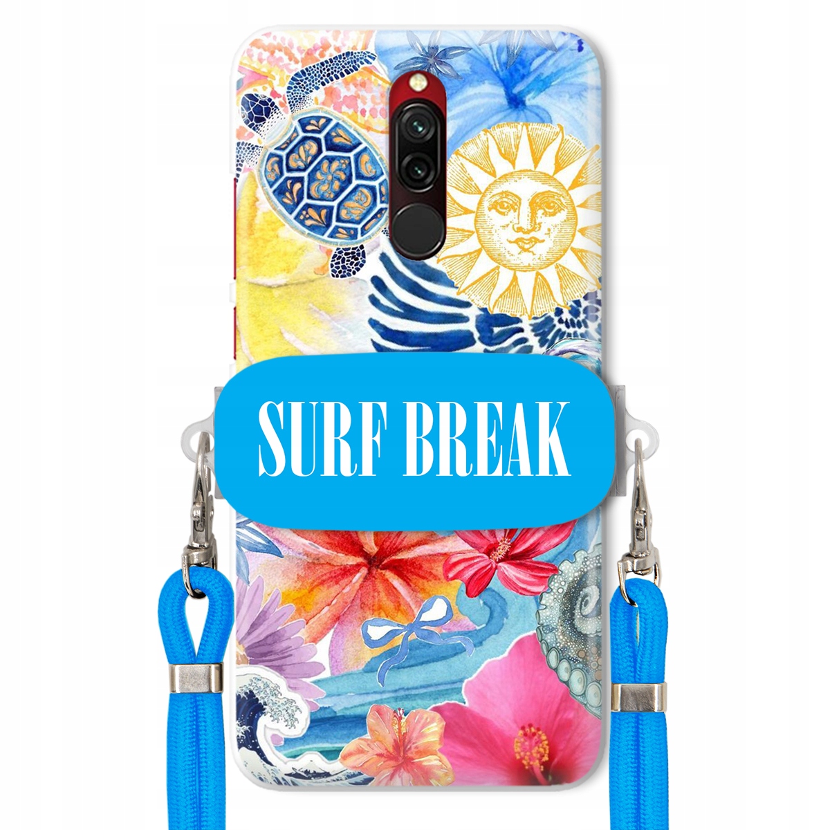 Pouzdro pro Xiaomi Redmi 8 Crossbody vodítko modré držák Surf Break na dovolenou