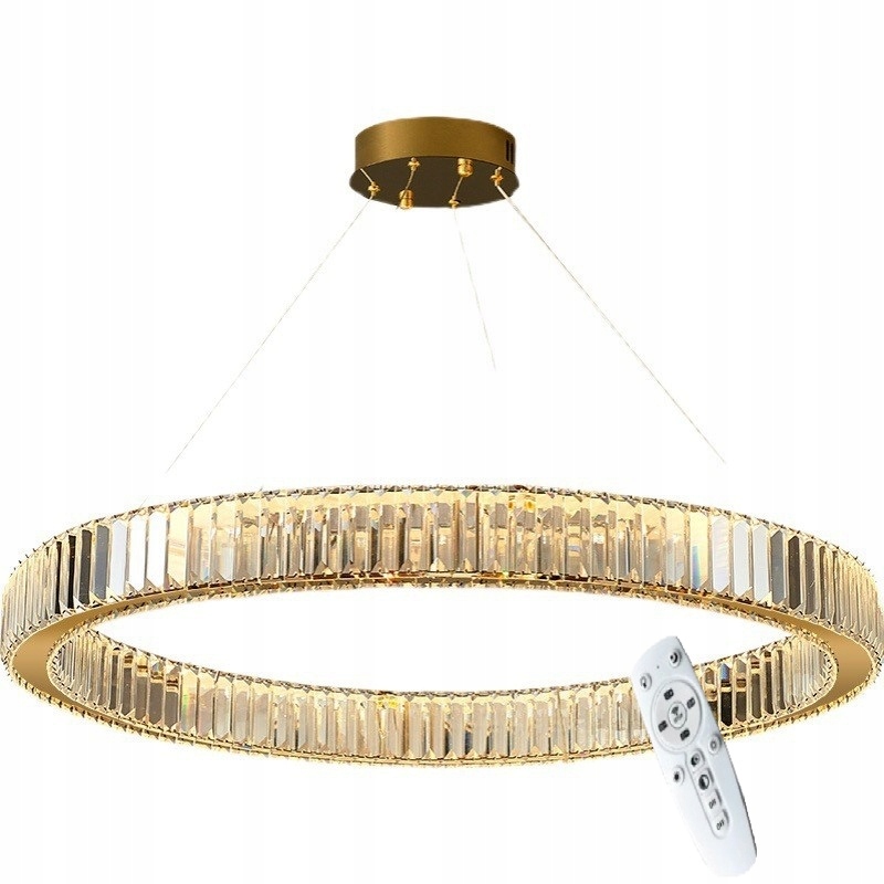 Stropní Led lampa křišťál kulatá 80 cm Dálkový Ovladač Regulace světla Noční režim