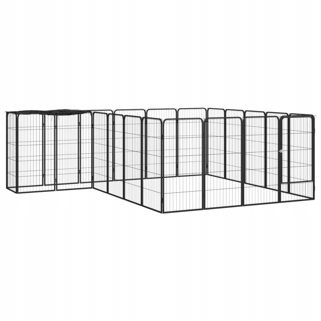 Levně Kotec pro psa, 22 panelů, černá, 50x100 cm, ocel