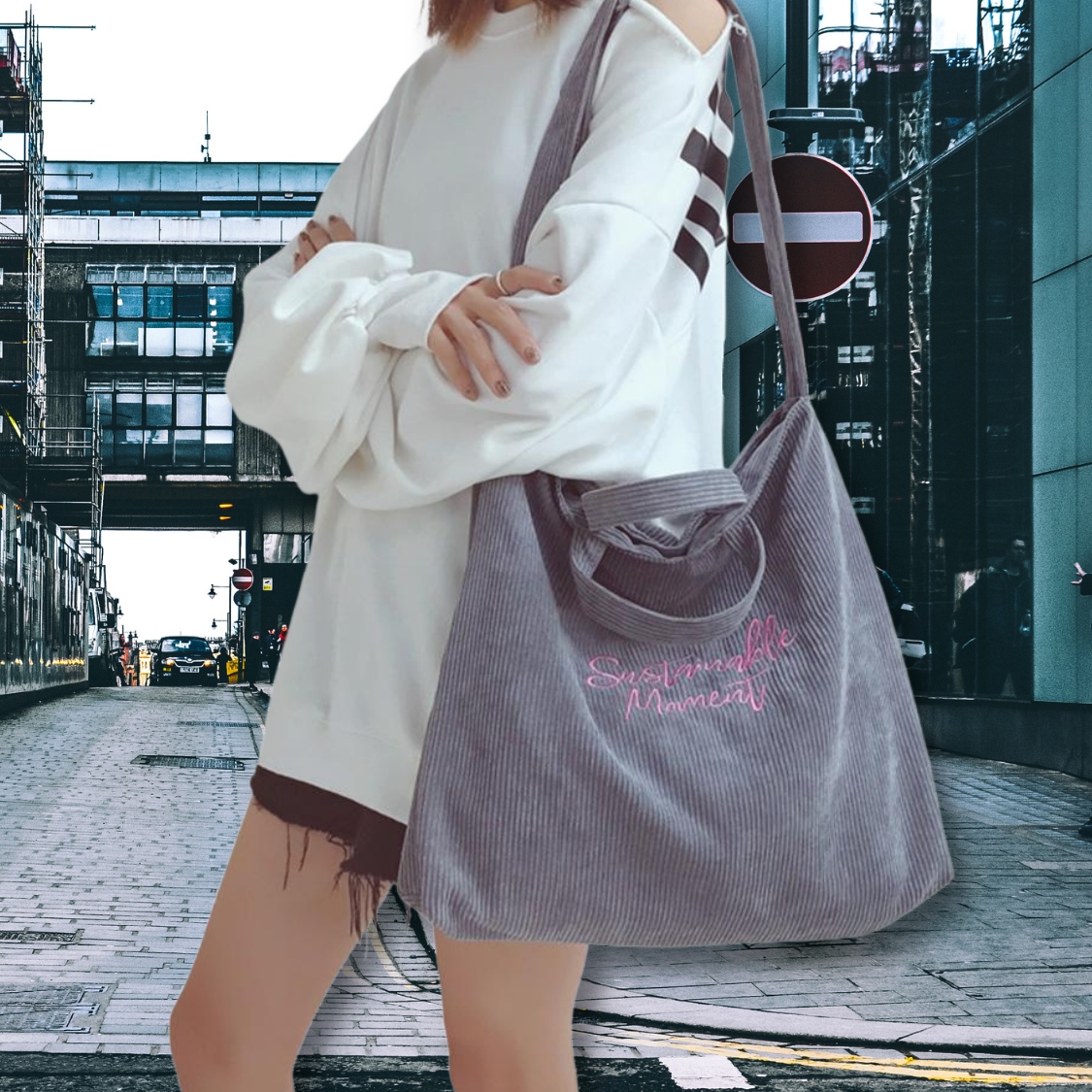 TORBA NA RAMIĘ NA ZAKUPY SHOPPER ZAKUPOWA SZTRUKS LEKKA DUŻA NA MIASTO EKO Płeć kobieta