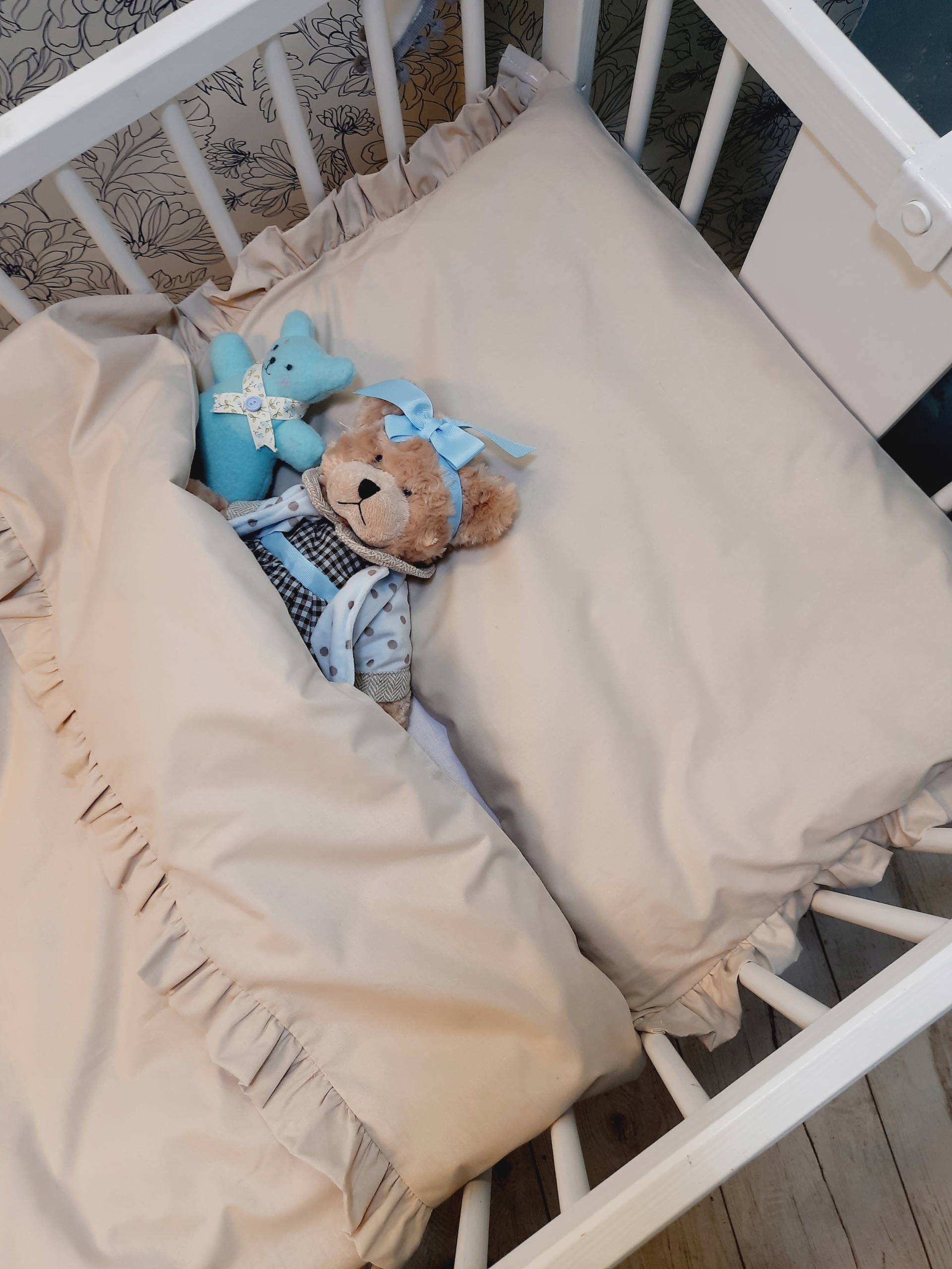 Pościel 2cz FALBANY beż LIVIA+/- beż 100x75 Marka Pracownia krawiecka Olo