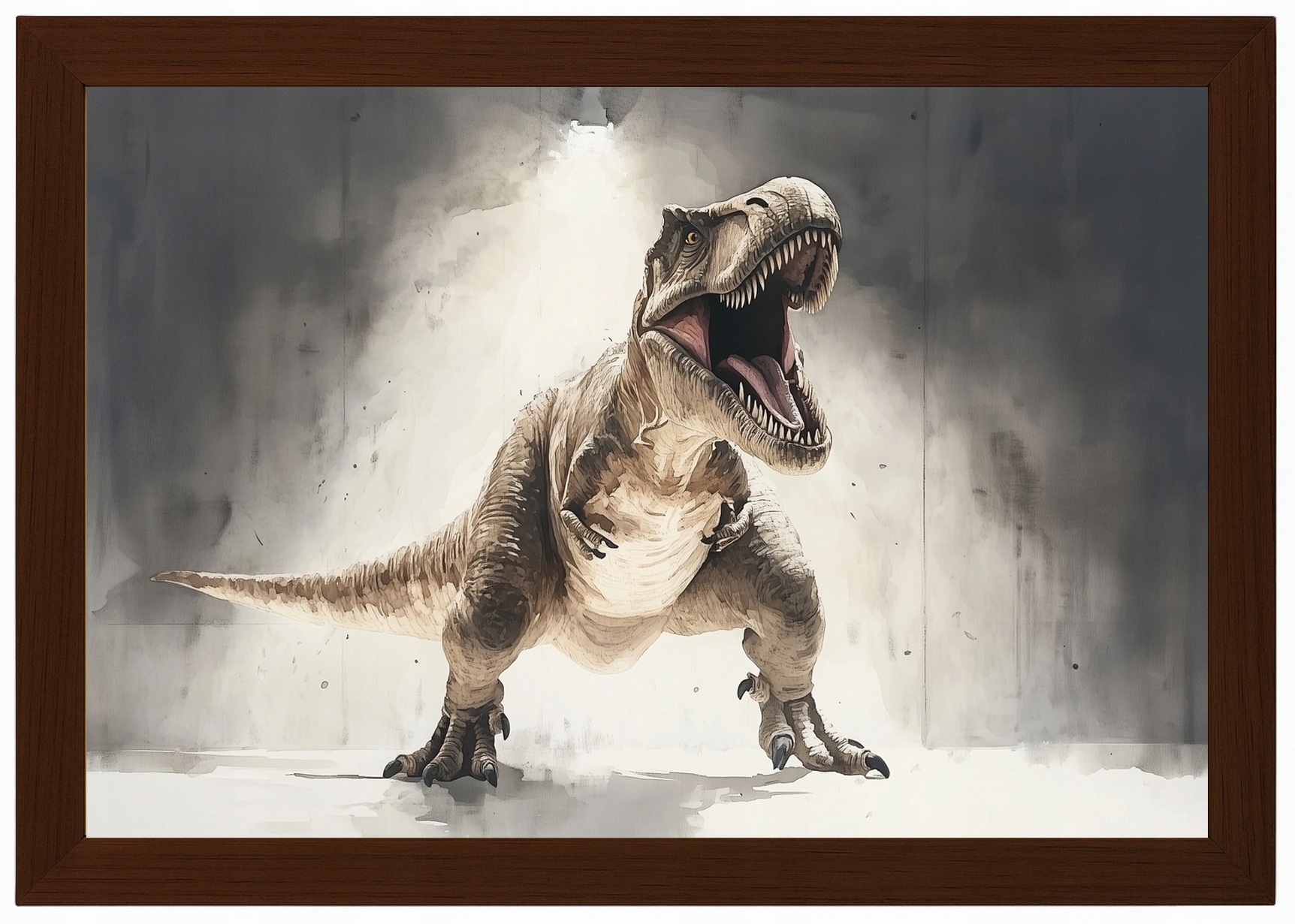 Plakát Rámeček Dřevo Dinosaurus T-rex Tyranosaurus Prehistorický 60x40