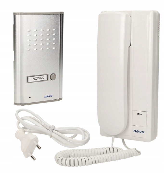 Jednorodzinny Domofon Słuchawkowy Przewodowy Podtynkowy do Furtki Srebrny