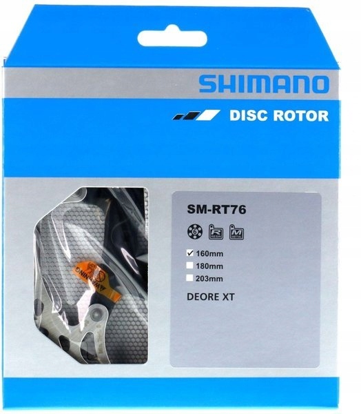 Tarcza hamulcowa Shimano XT SM-RT76 160 mm 6 śrub oryginał BOX Stan opakowania oryginalne