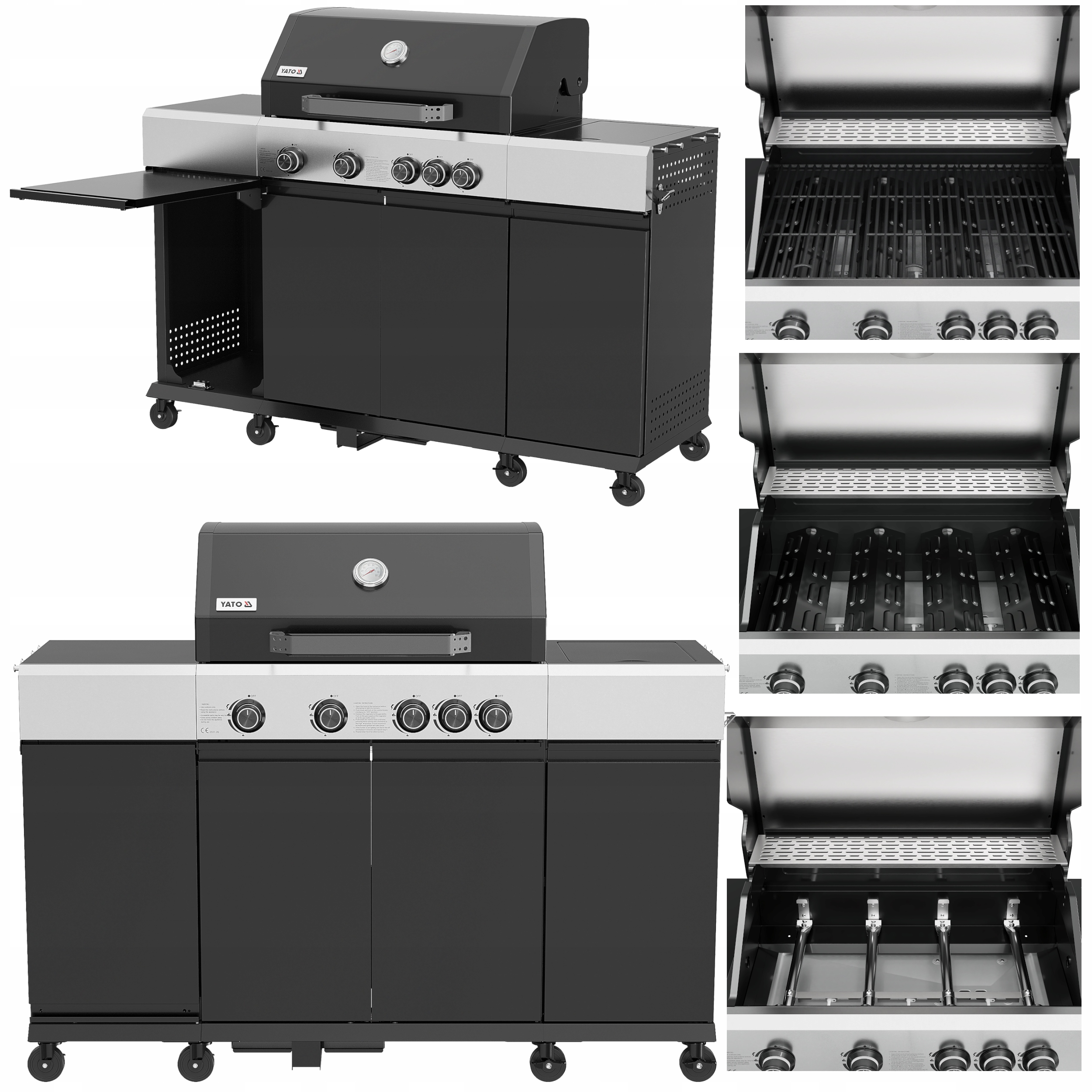 Grill Gazowy Ogrodowy Yato Mini Kuchnia 4+1, 14,5KW Podświetlane Pokrętła