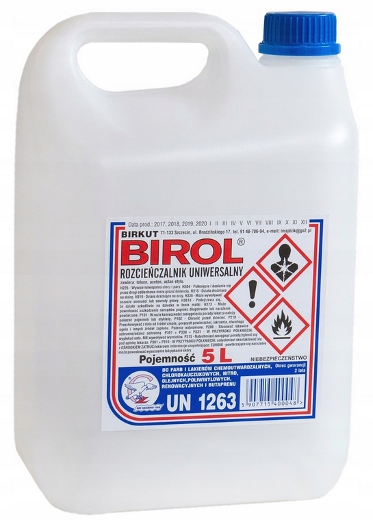 Birol 5 L. Rozpuszczalnik Rozcieńczalnik Uniwersalny, Do Farb, Lakierów.