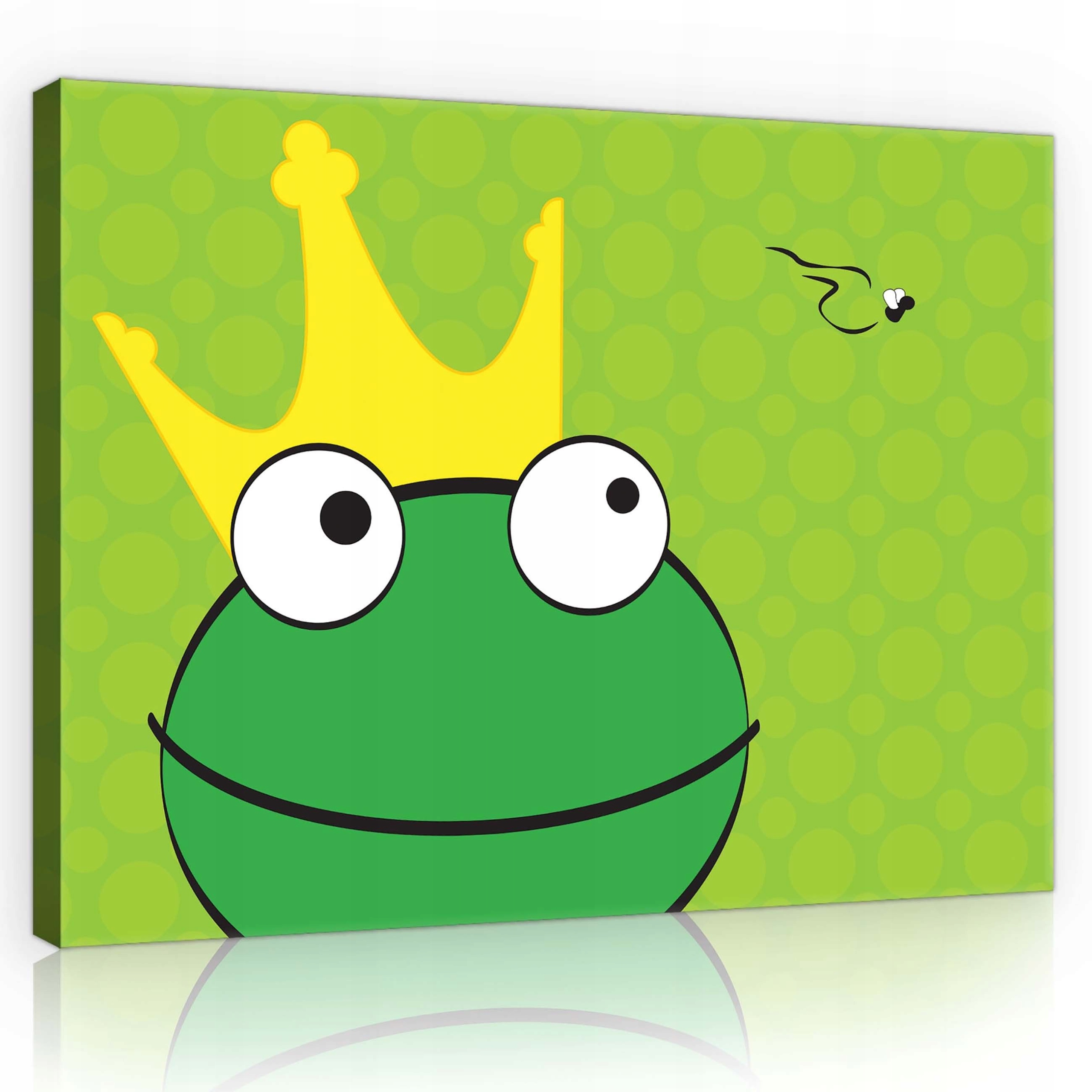 Obraz 80x60 Žabí princ koruna moucha veselý obraz ilustrace pro děti