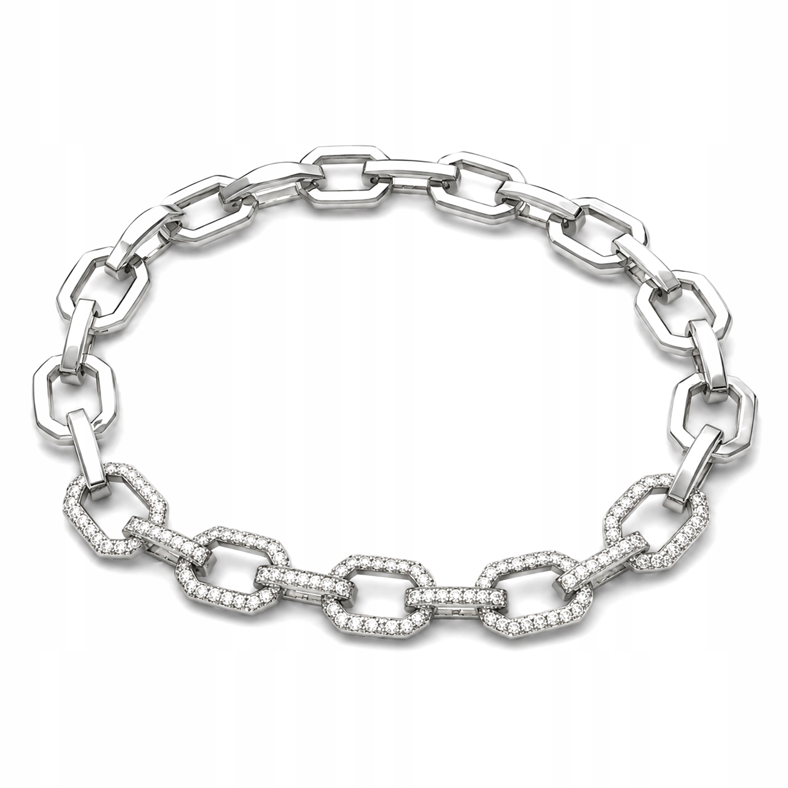 Dámský stříbrný sponkový náramek se zirkony Link Chain 19 Cm Stříbro 925