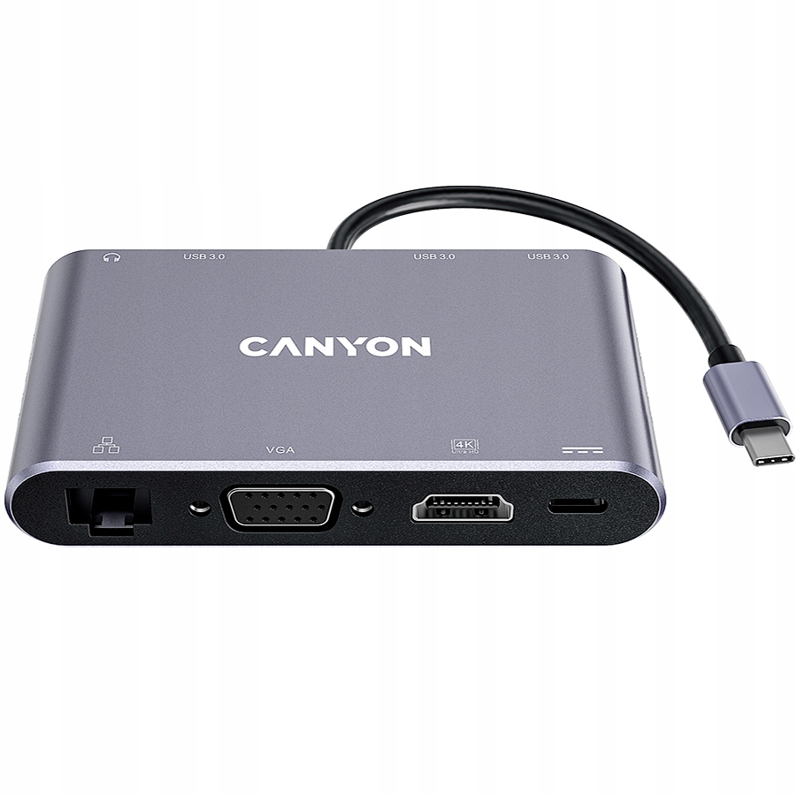 Canyon Hub DS-14 8 w 1 4k Usb-c Šedý