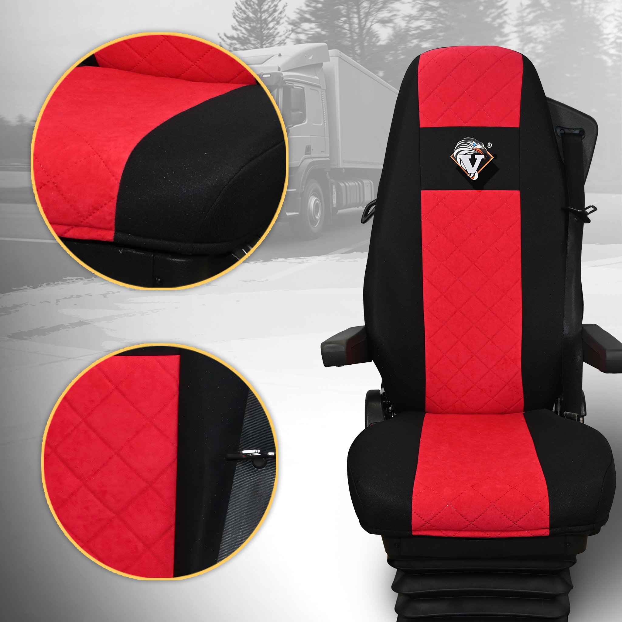 Pokrowce na fotele samochodu ciężarowego tir Volvo FH4 FH5 1 pas czerwony EAN (GTIN) 5904261642700
