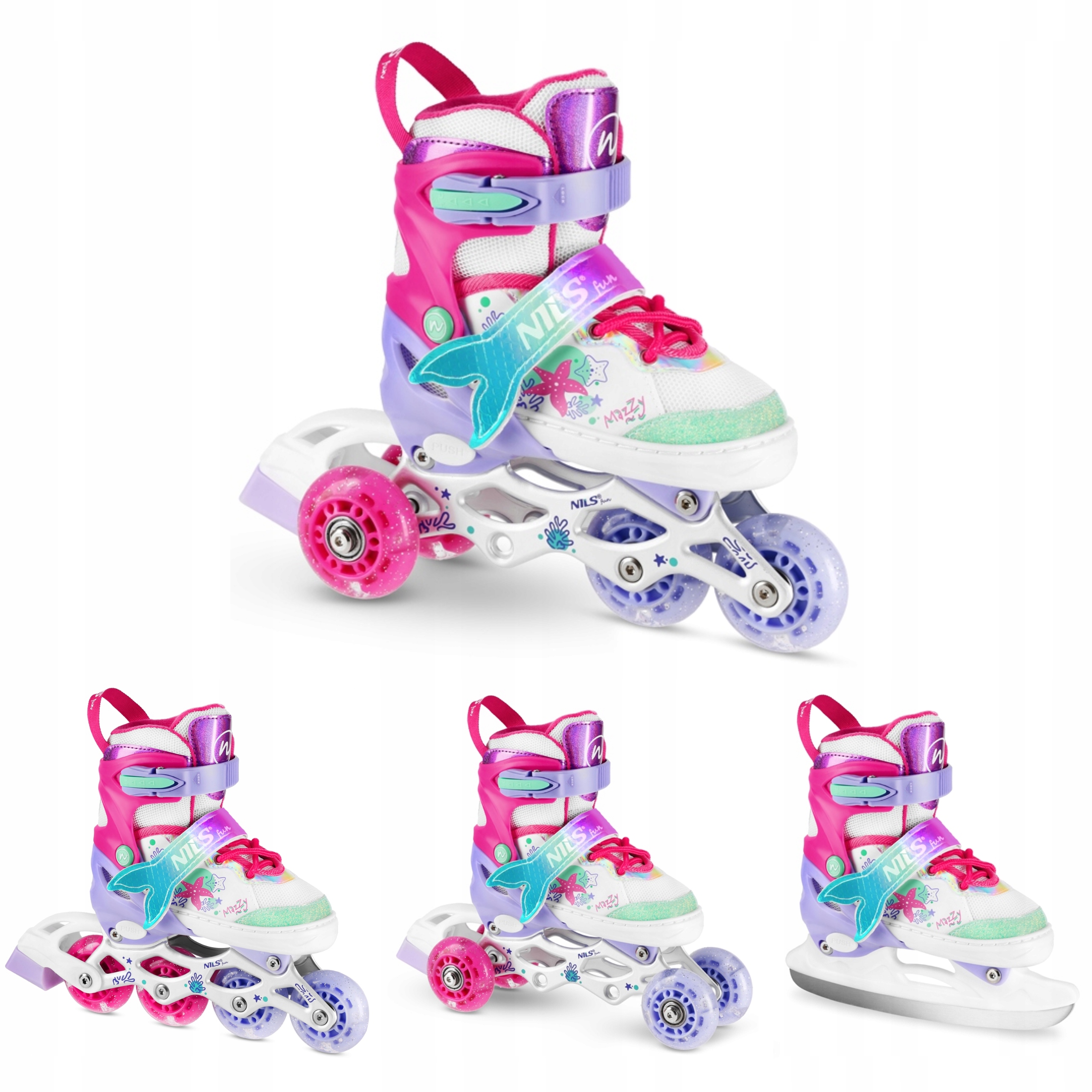 Regulovatelné dětské Brusle 2v1 Kolečkové Brusle Brusle Na Led 4v1 Svítící Led 35-38