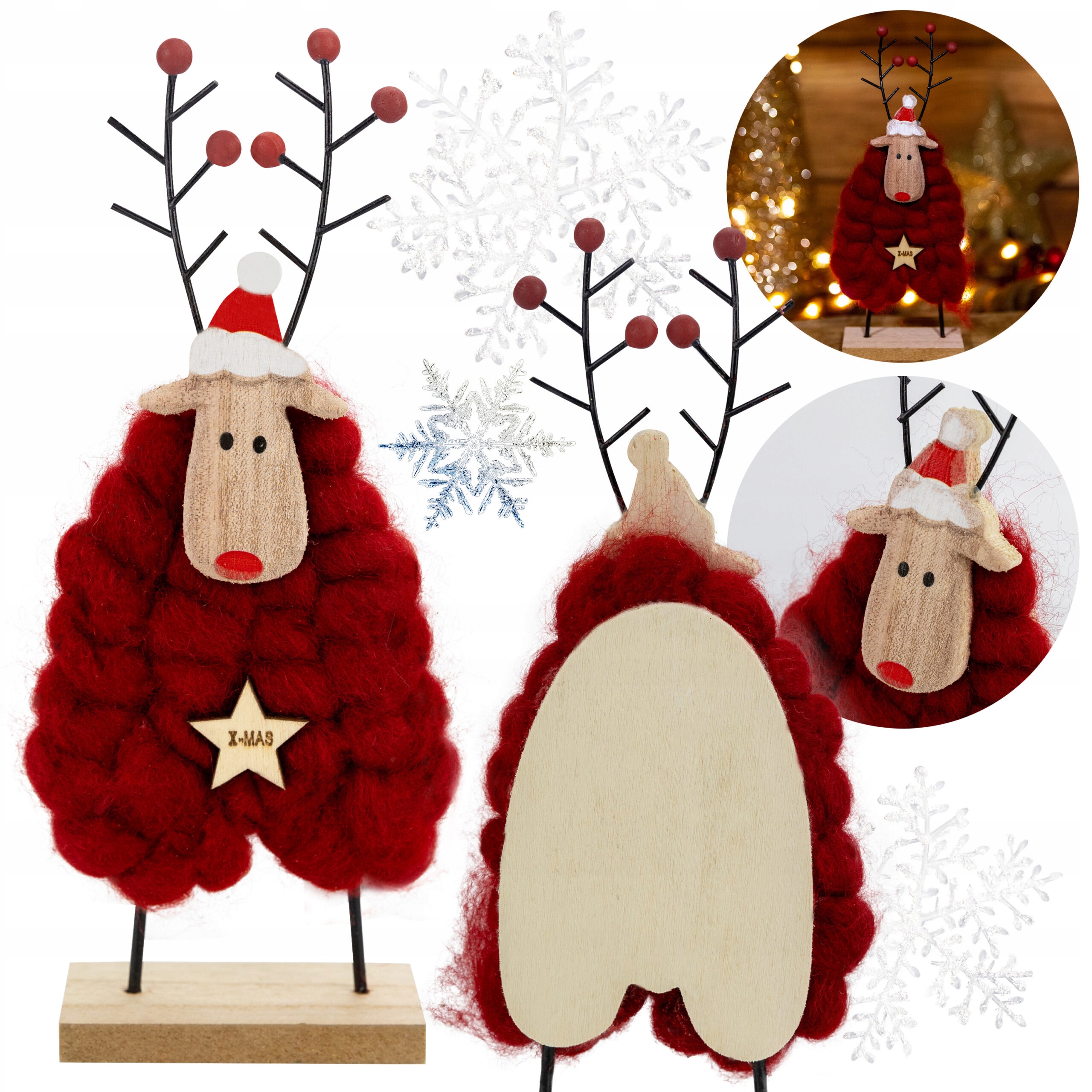 DEKORACJA RENIFER ROGI OZDOBA ŚWIĄTECZNA FIGURKA DREWNIANA BOŻE NARODZENIE Kod producenta DEKORACJE BOŻONARODZENIOWE STOJĄCE RENIFER