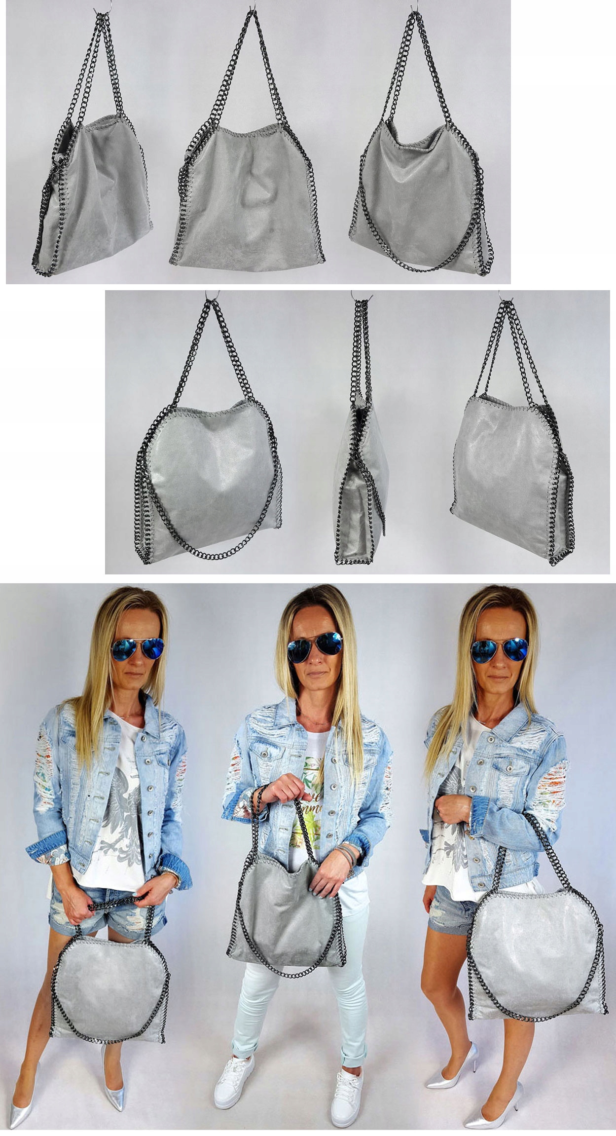 TOREBKA Z ŁAŃCUCHAMI _ TORBA ŁAŃCUCHY _ STELLA BAG Wielkość duża (mieszcząca A4)