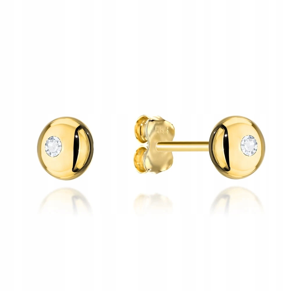 Náušnice 585 tyčinka zlaté kuličky se zirkonem šroubky jemné jako dárek