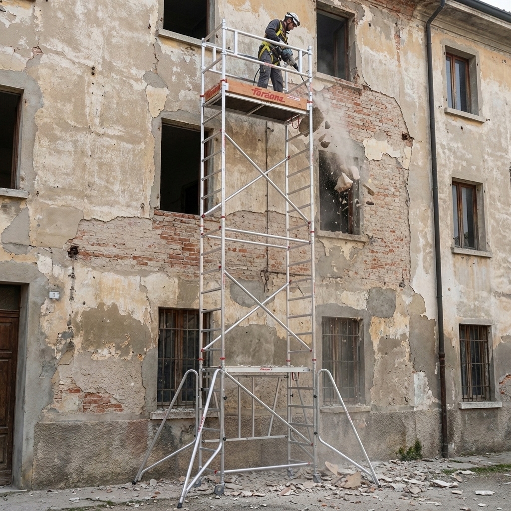 Rusztowanie aluminiowe jezdne składane FARAONE COMPACT XS 160 x 75 cm 160 pakiet A+B+C+D - 7,60 m — 15