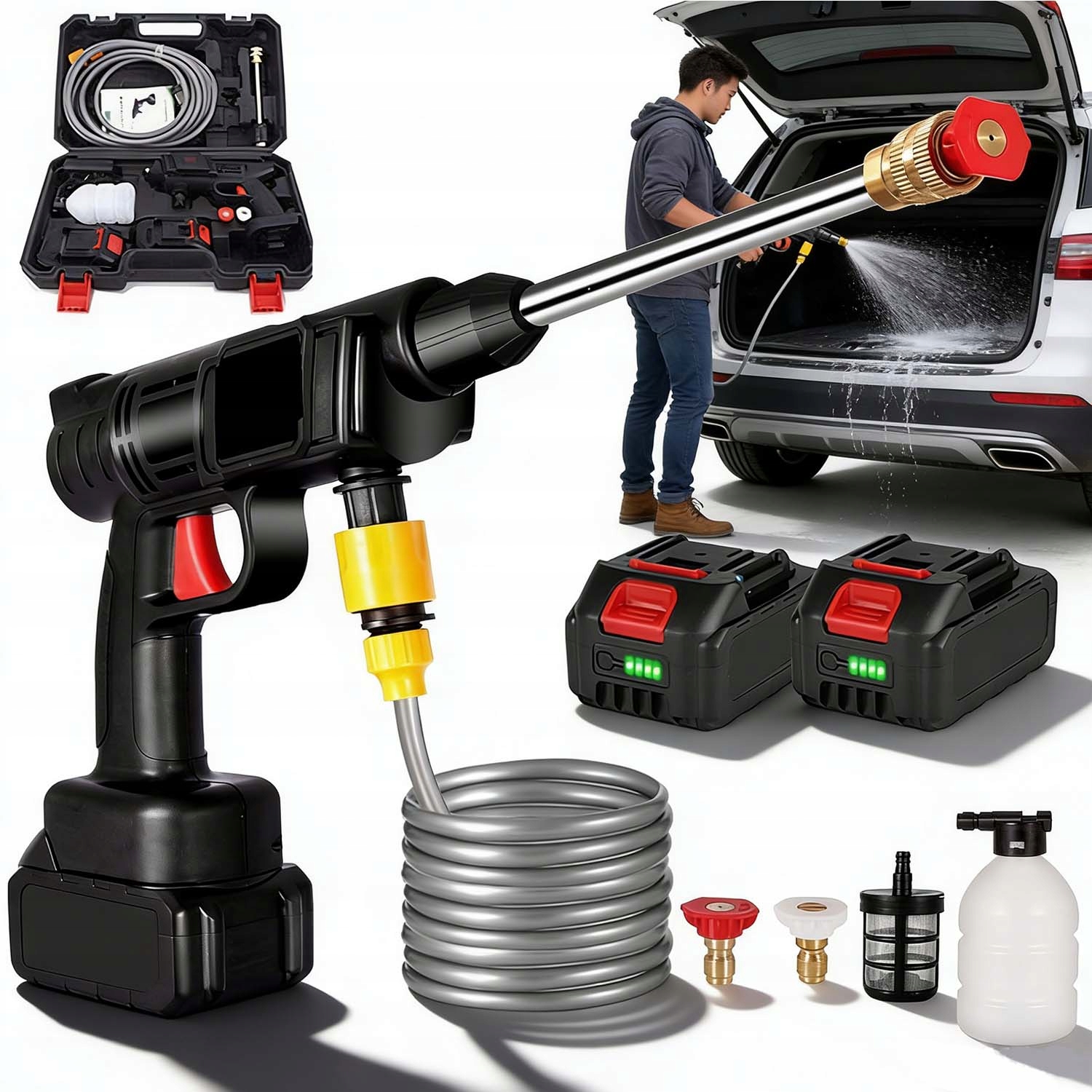 Myjka Ciśnieniowa Akumulatorowa Mocna Ogrodowa 88VF 1500W +2 Aku Skrzynka