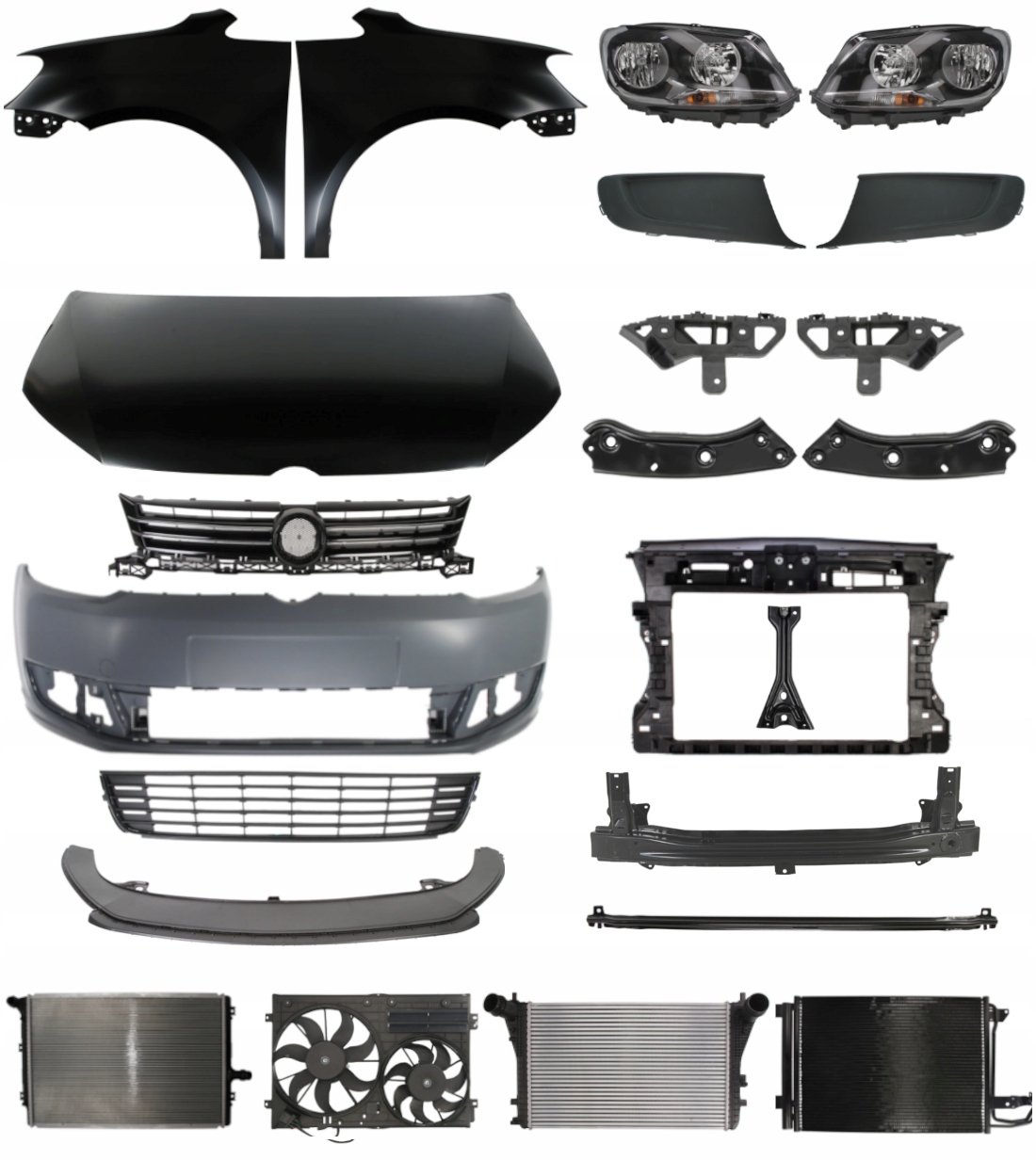 Volkswagen Touran 10-15 Zderzak Pas Maska Błotnik ZESTAW CZĘŚCI