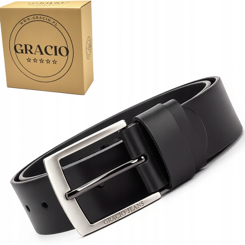 Pasek skórzany męski czarny 100% skóra naturalna klasyczny do spodni 150 CM