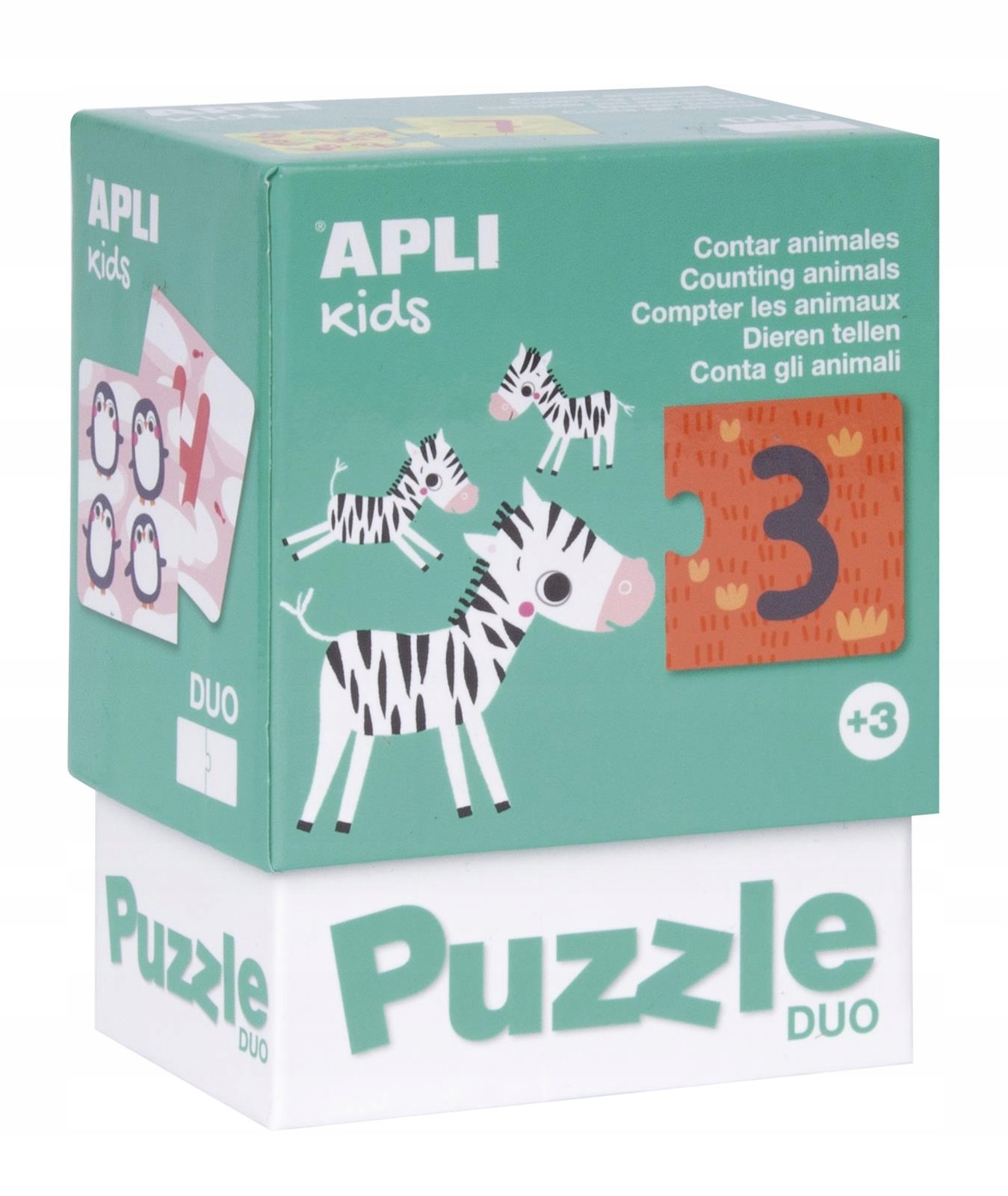 

Puzzle dwuczęściowe Apli Kids Liczenie zwierząte