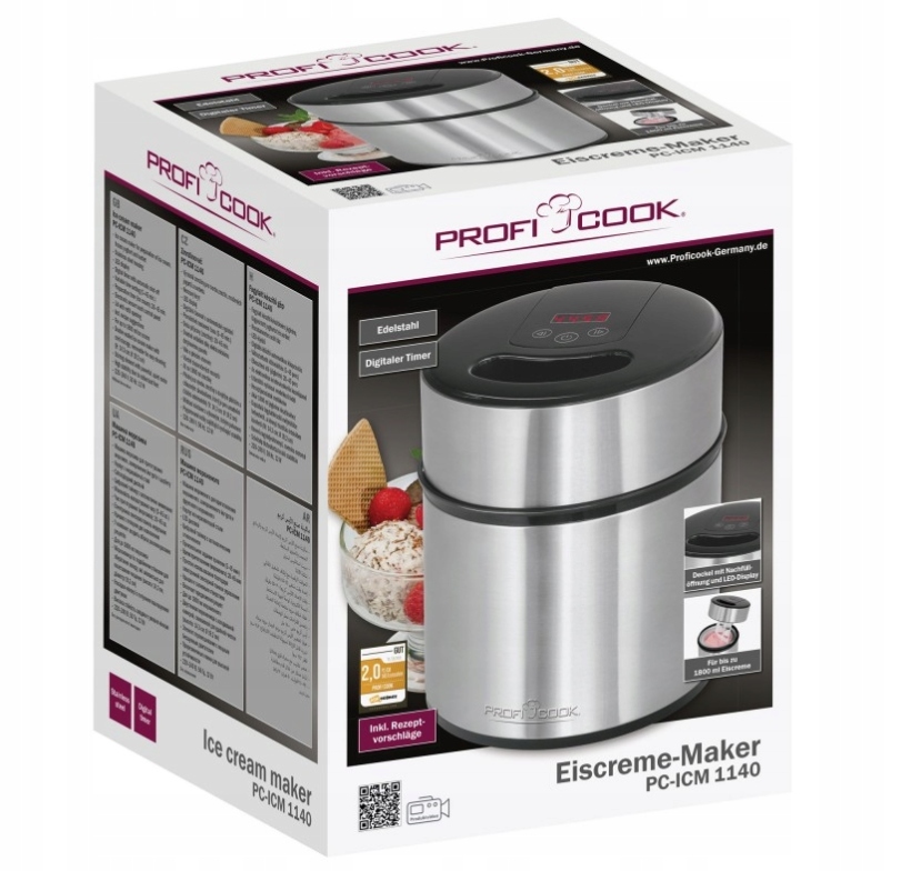 ProfiCook Maszyna do lodów PC-ICM 1140, 1800 ml, 1 Model PC-ICM 1140