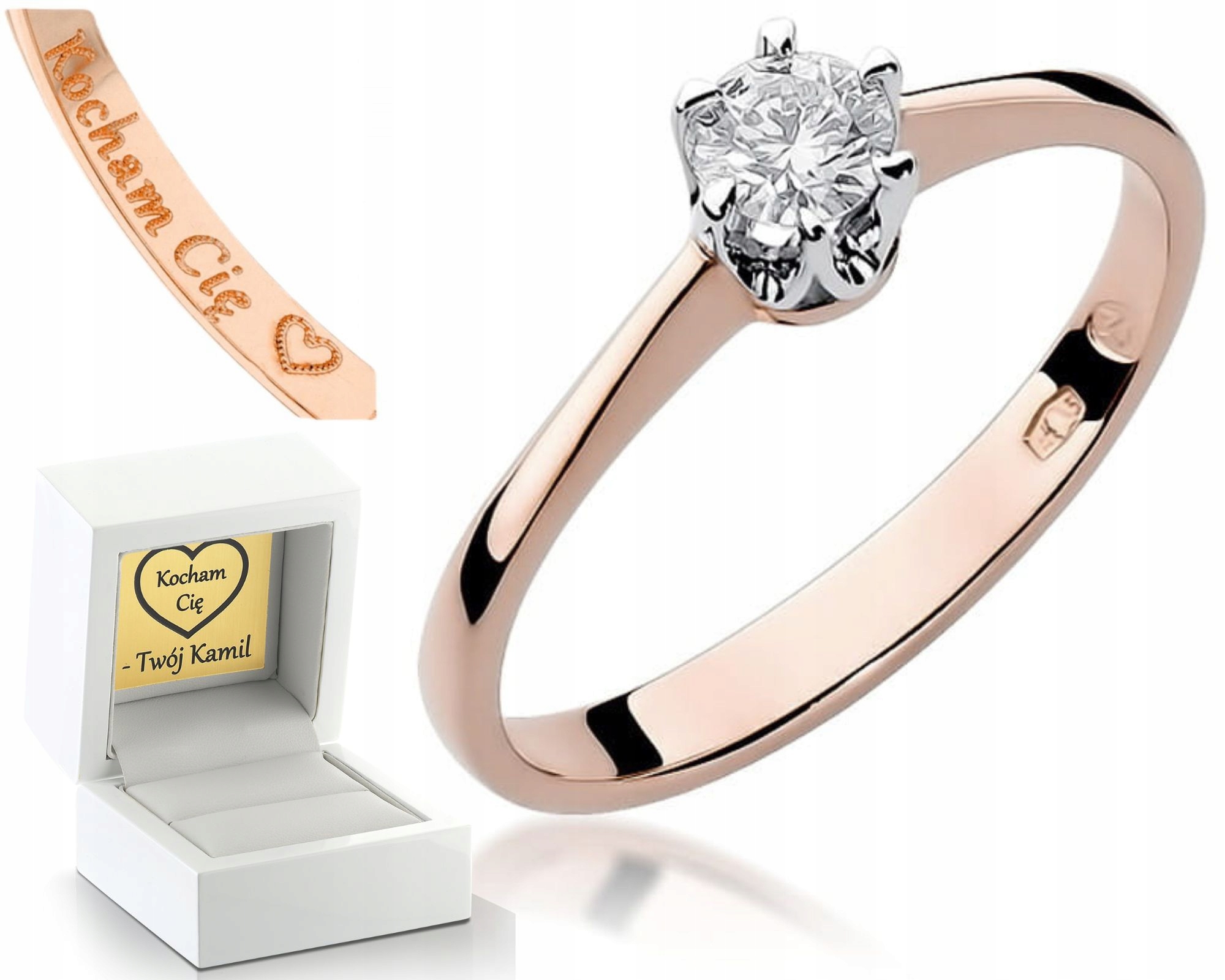 Zlatý Prstýnek Z Růžového Zlata S Briliantem 585 Zásnubní Pro Ženu