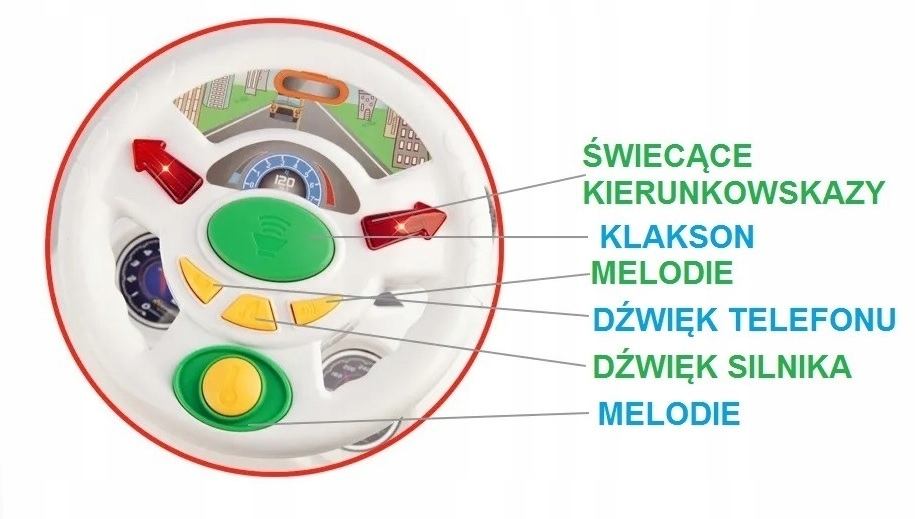 Pchacz Jeździk Chodzik Autko 3w1 Deluxe Duży Grający Samochód Dźwięki Efekty dźwiękowe świetlne