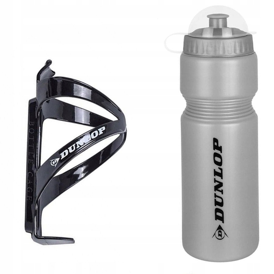 Bidon Dunlop 750 ml z koszykiem 275092 Srebrny, 750 ML Srebrny, 750 ML