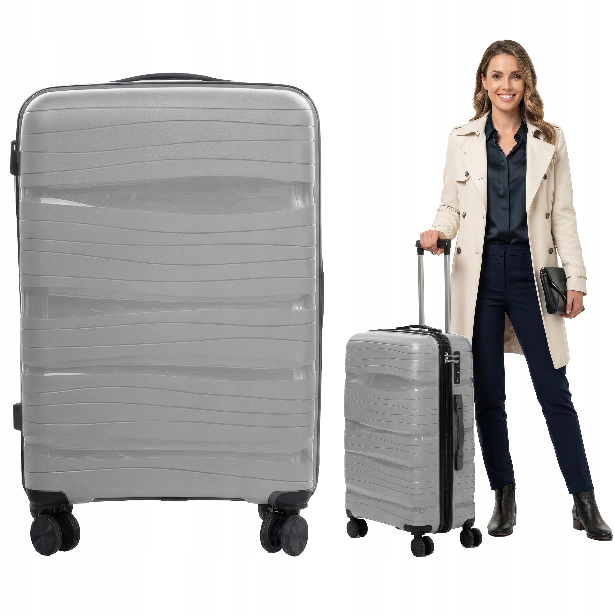 Walizka średnia XL Rgl niezniszczalna podwójne kółka bagaż Polipropylen