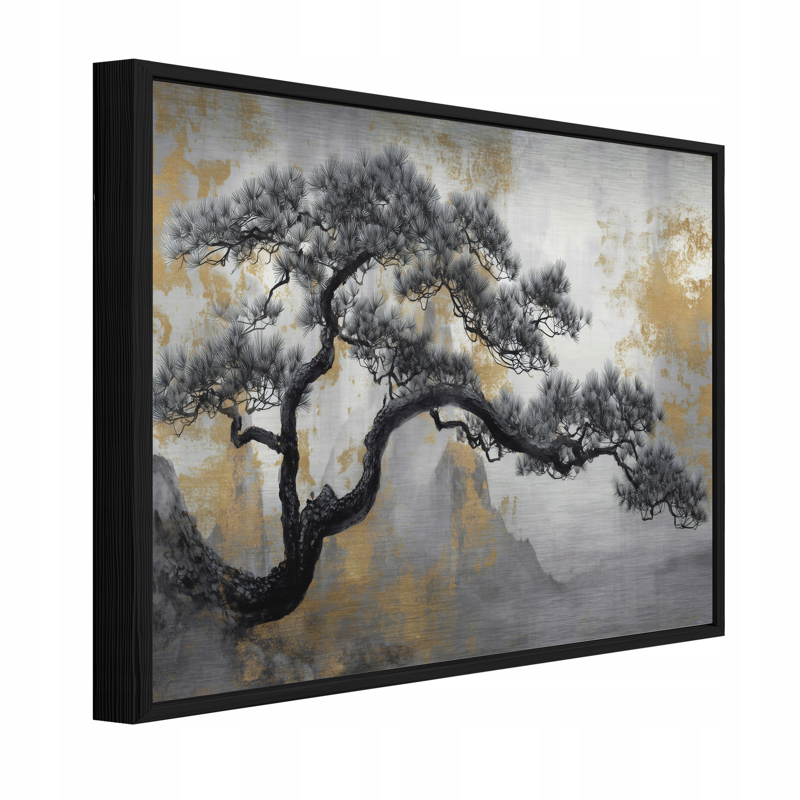 Kovový Obraz V Čiernom Ráme Čierny Strom Do Kúpeľne Kuchyne 120x80