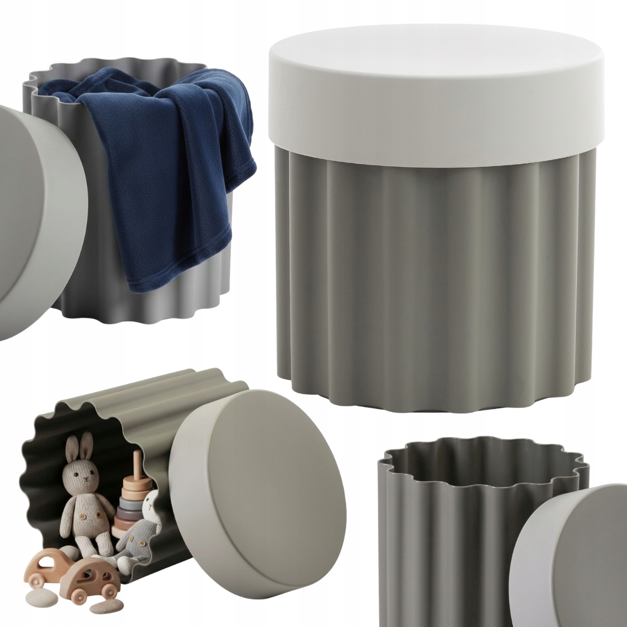 Minimalistický šedý Moderní stolek S Pomocným Úložným Prostorem Na Kávu