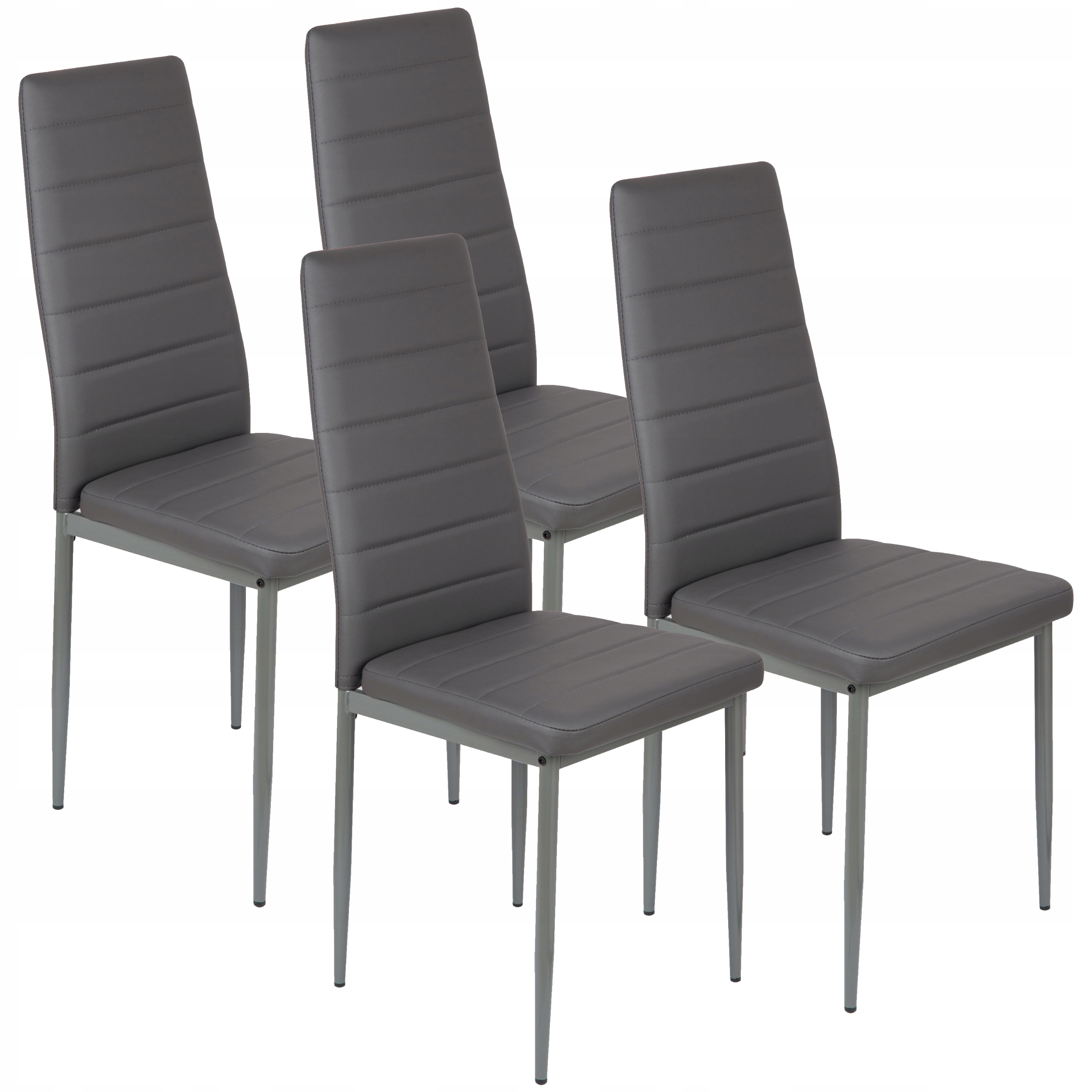 4 x Krzesło Szare Ekoskóra Tapicerowane Salon Jadalnia Vito
