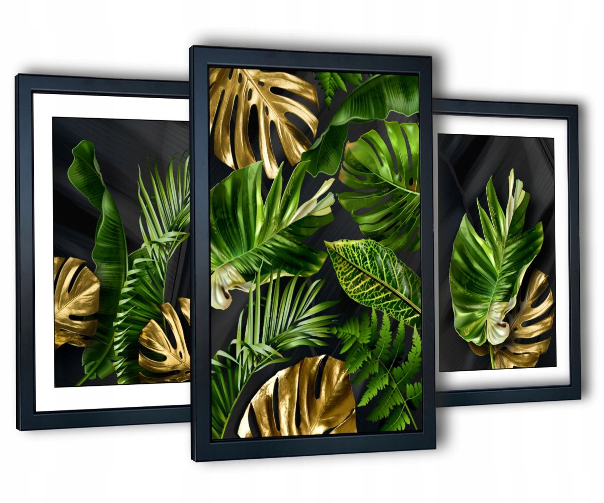 

3 obrazy w ramach salon Tropical Monstera 43x99